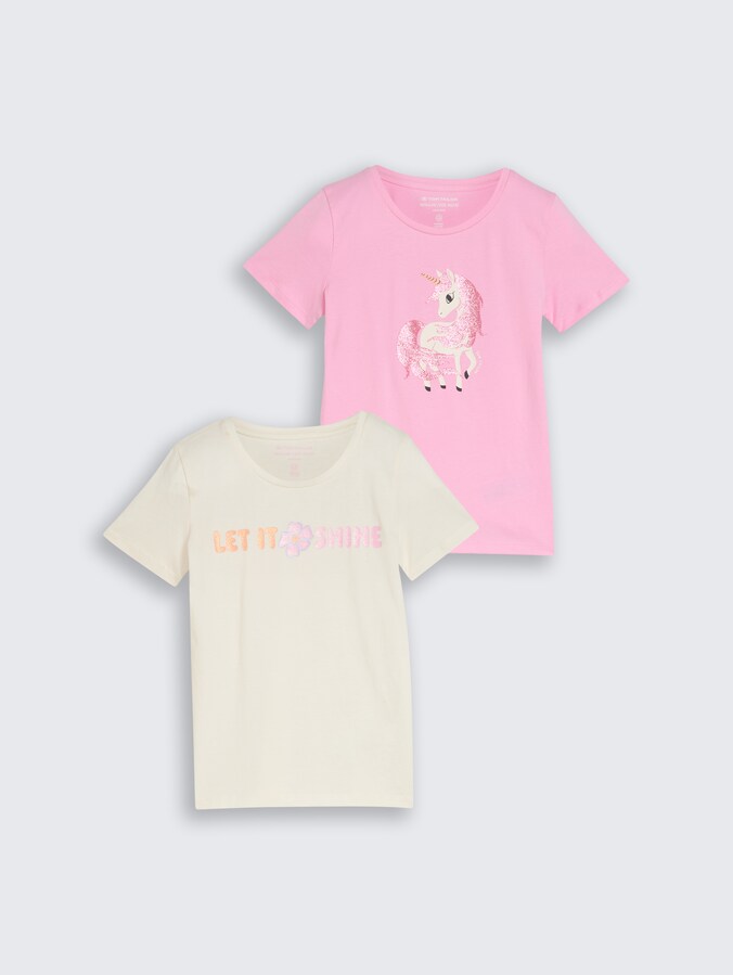 T-shirt 2-pack by Mini Girls, lovely pink