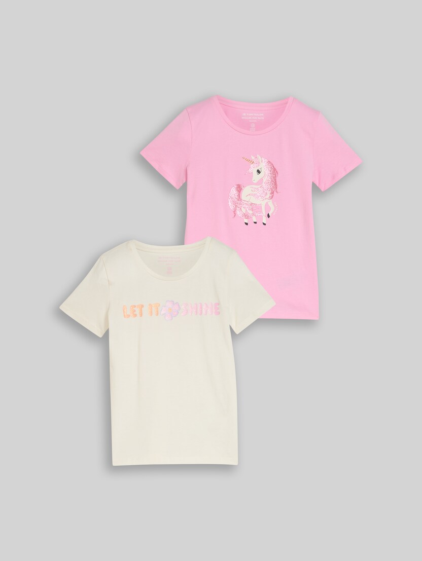 T-shirt in set van 2 door Mini Girls, lovely pink