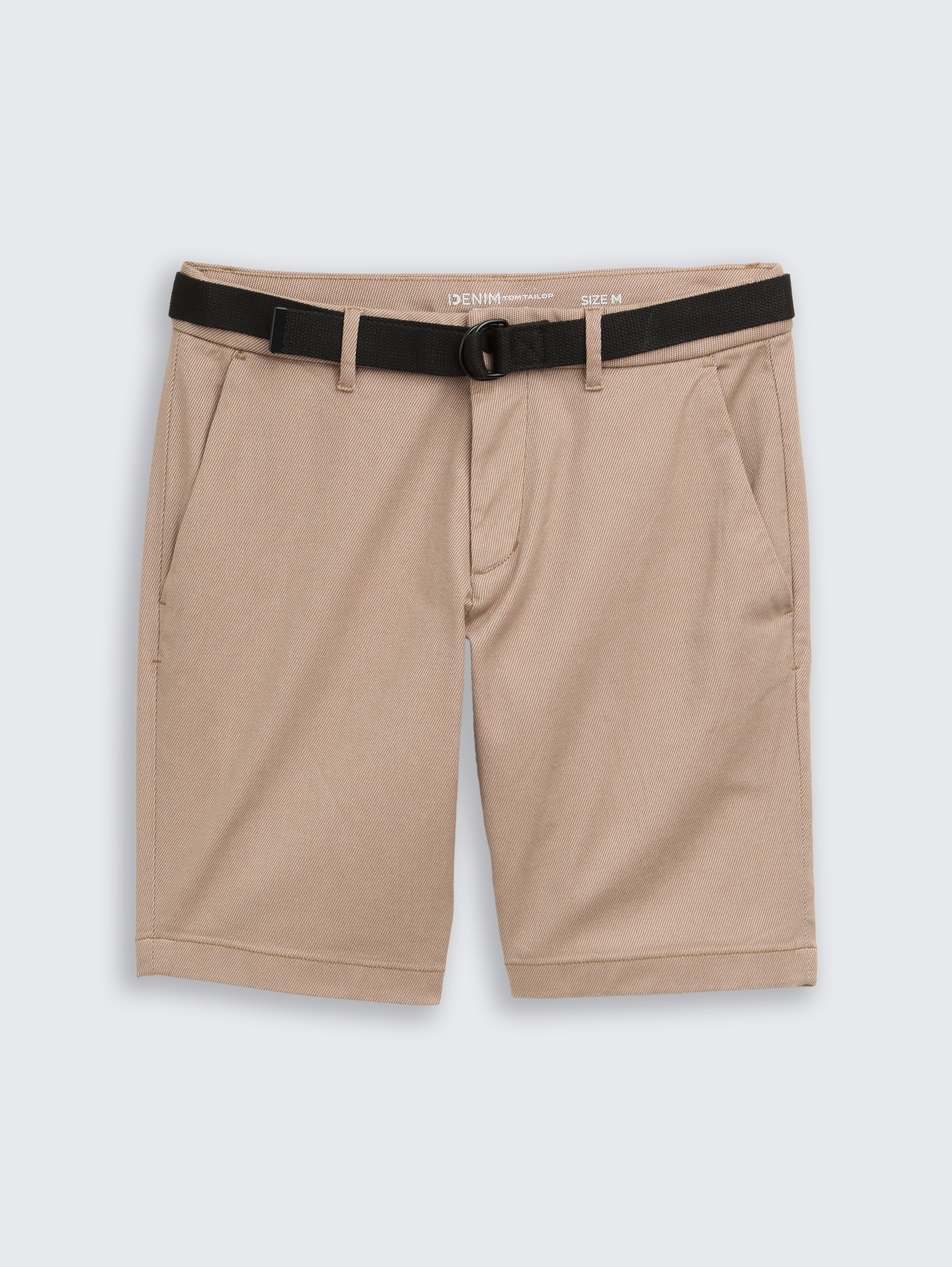 TTREGULAR chino-short met riem door Denim Male, beige tonal twill structure