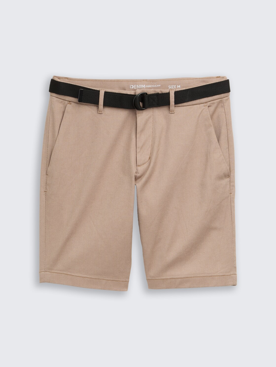TTREGULAR Chino Shorts mit Gürtel - beige tonal twill structure - Vorder-Produkt-Ansicht