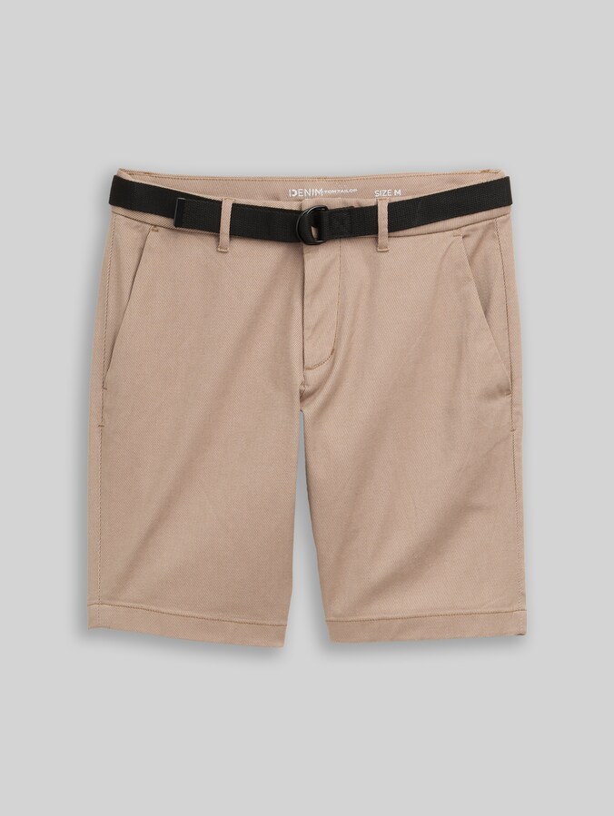 TTREGULAR chino-short met riem door Denim Male, beige tonal twill structure