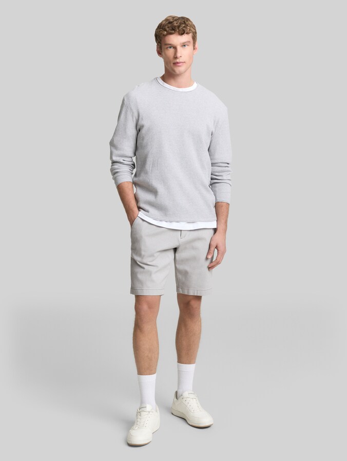 TTREGULAR Chino Shorts mit Gürtel von Denim Male, grey white twill structure