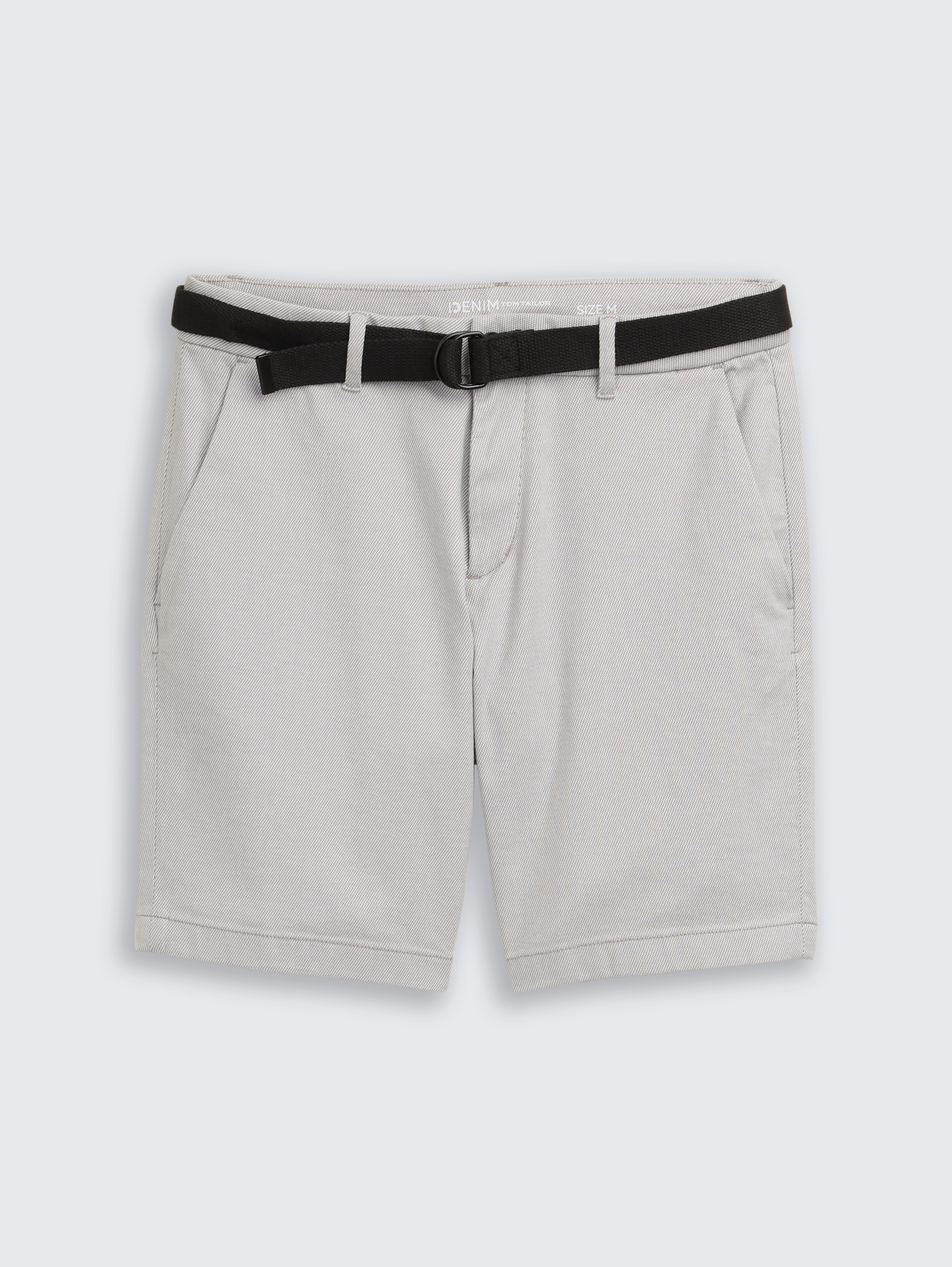 TTREGULAR chino-short met riem door Denim Male, grey white twill structure