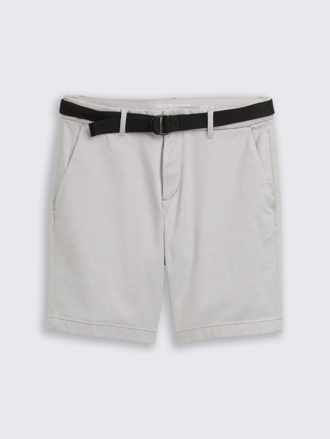 TTREGULAR chino shorts with belt - grey white twill structure - Front product view
