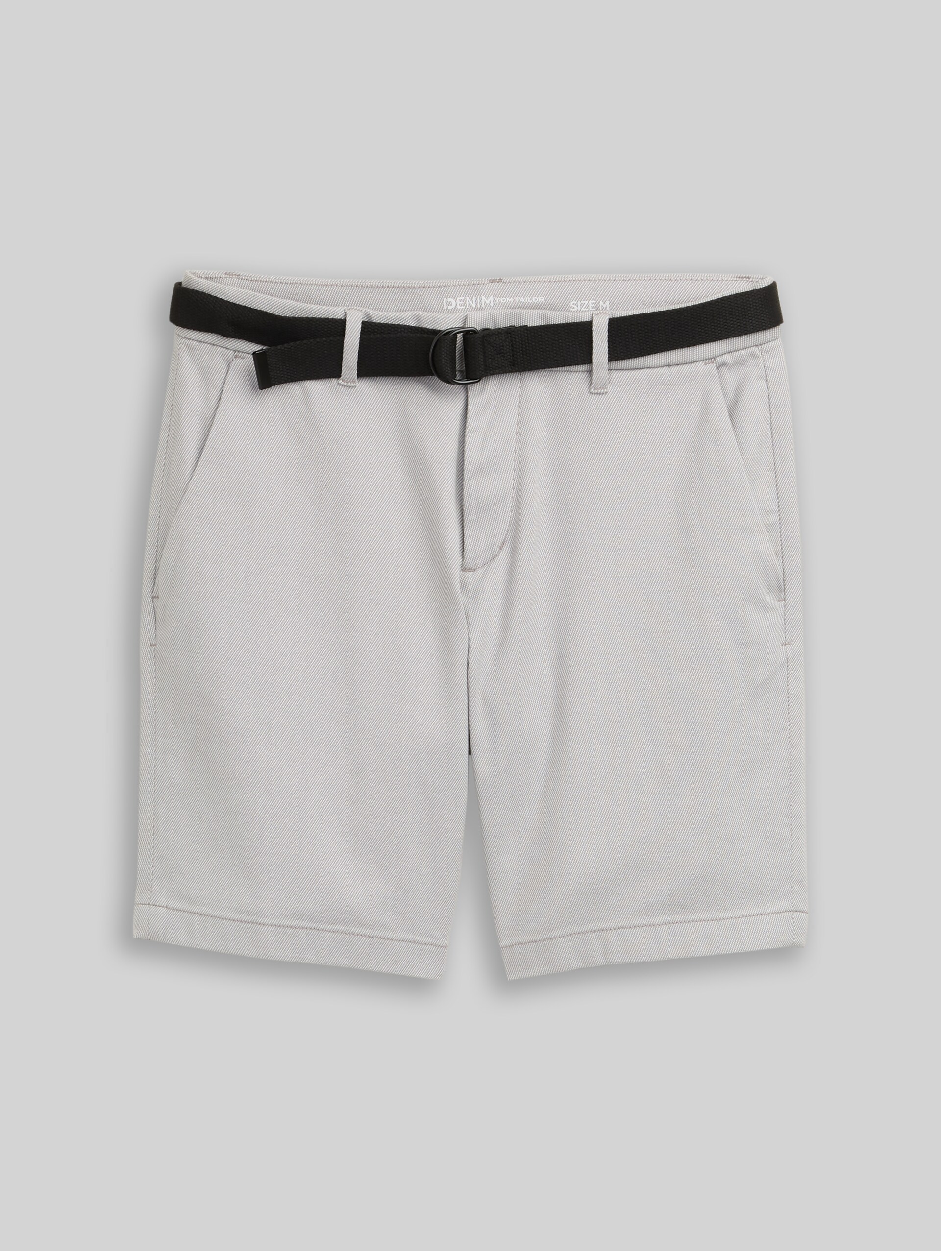 TTREGULAR chino shorts with belt - grey white twill structure - Front product view