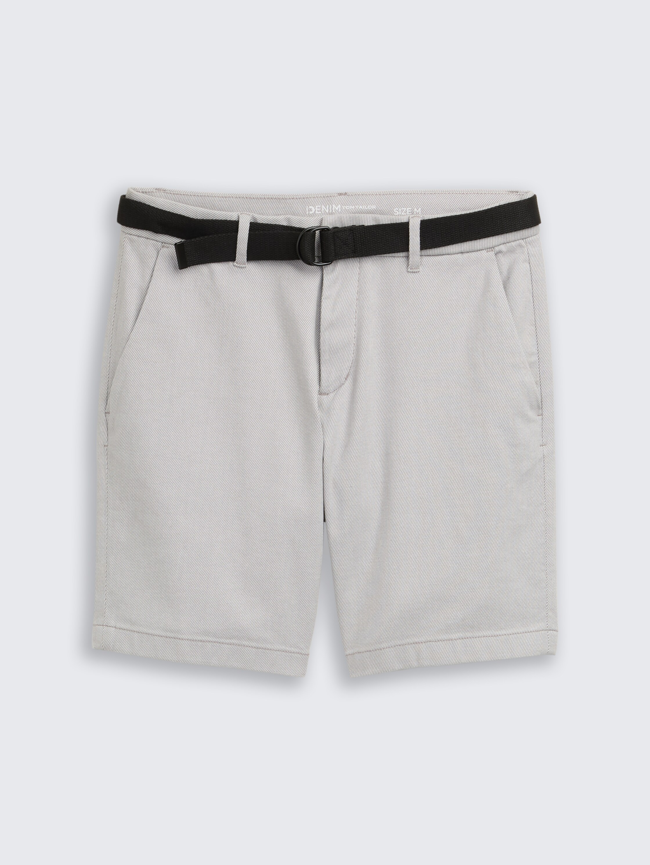 TTREGULAR Chino Shorts mit Gürtel - grey_white_twill_structure - 