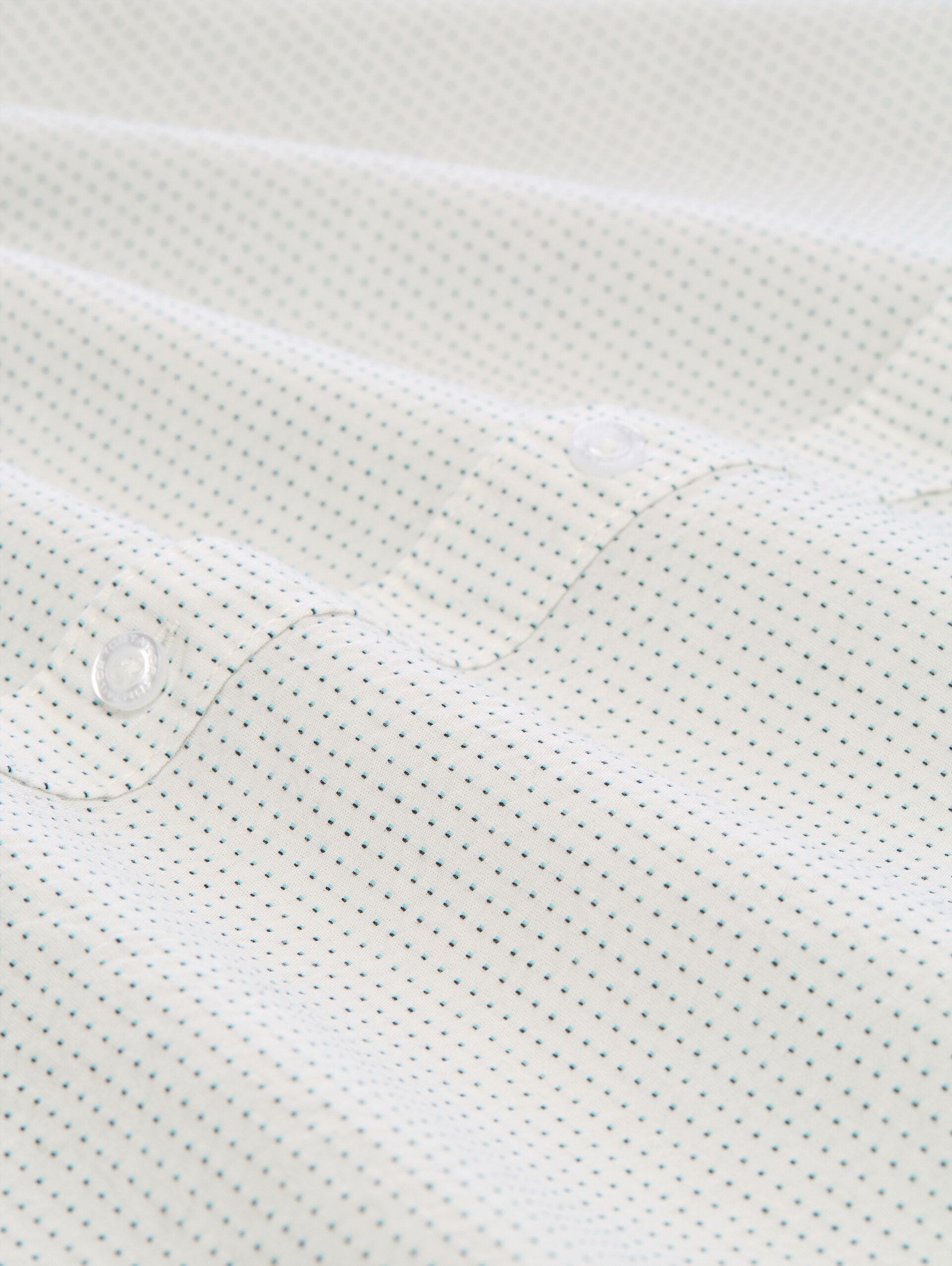 Regular fit short-sleeved cotton shirt - gardenia white dot structure - Material view