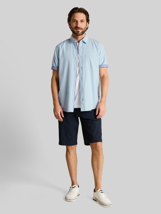 Regular Fit Kurzarmhemd aus Baumwolle von Men, light blue dot structure