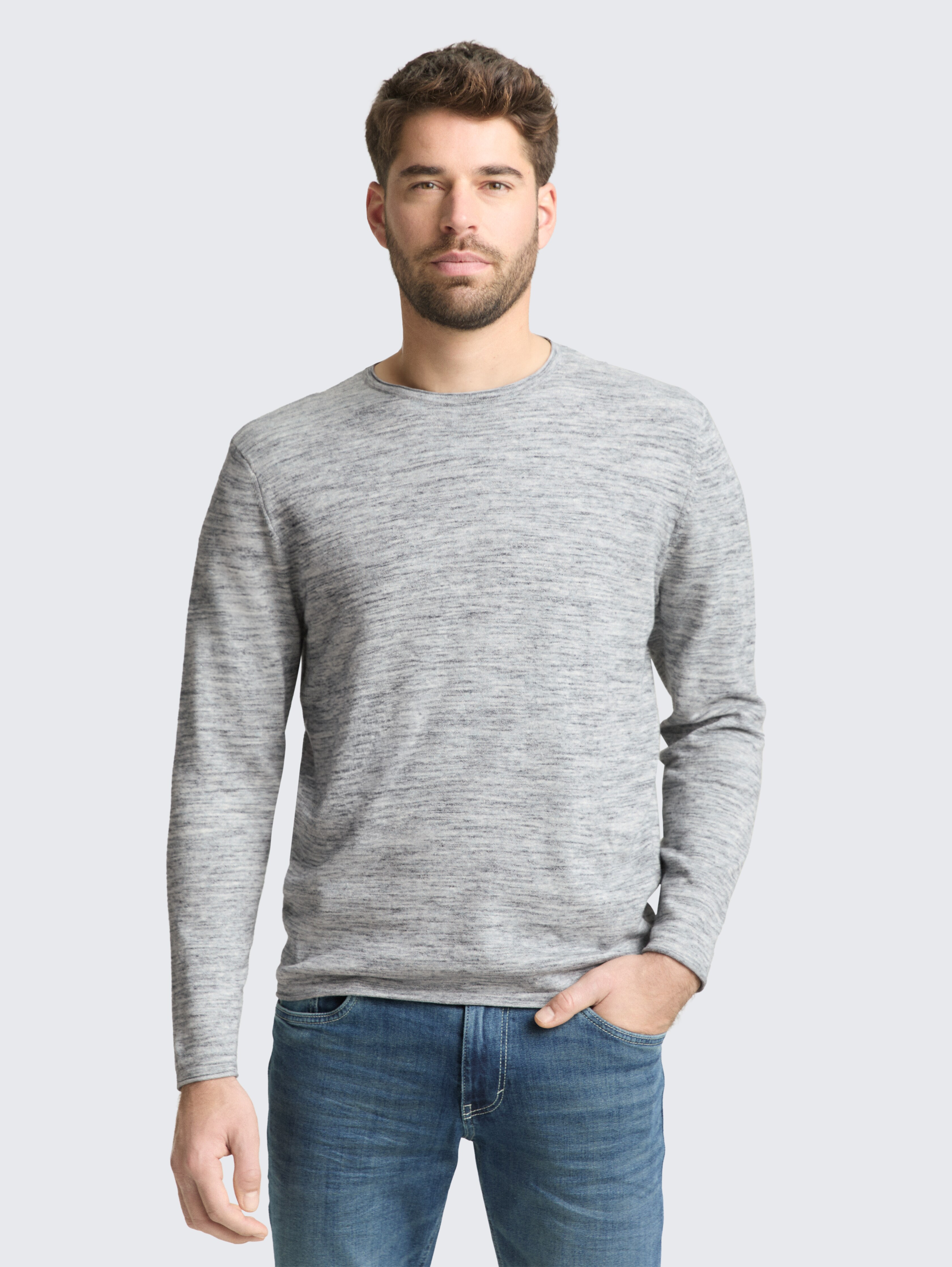 Strickpullover in Melange-Optik von Men, navy blue multicolor space dye
