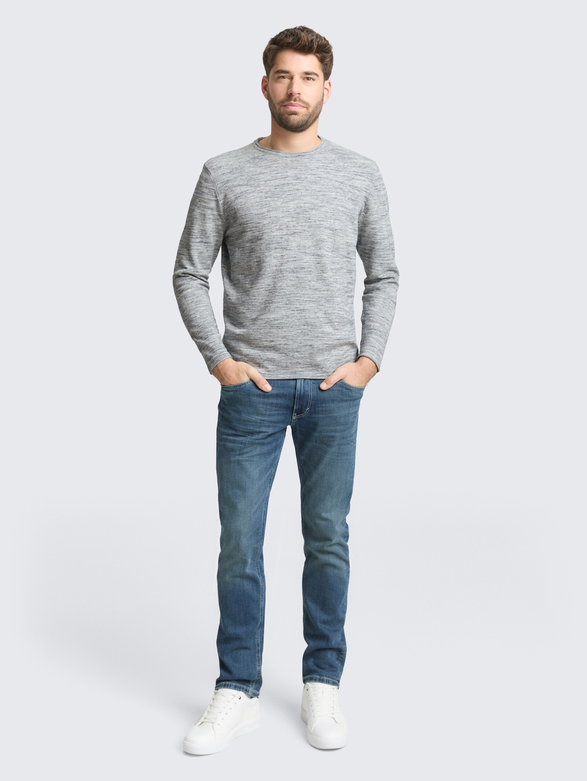 Strickpullover in Melange-Optik - navy blue multicolor space dye - Model-Vorderansicht