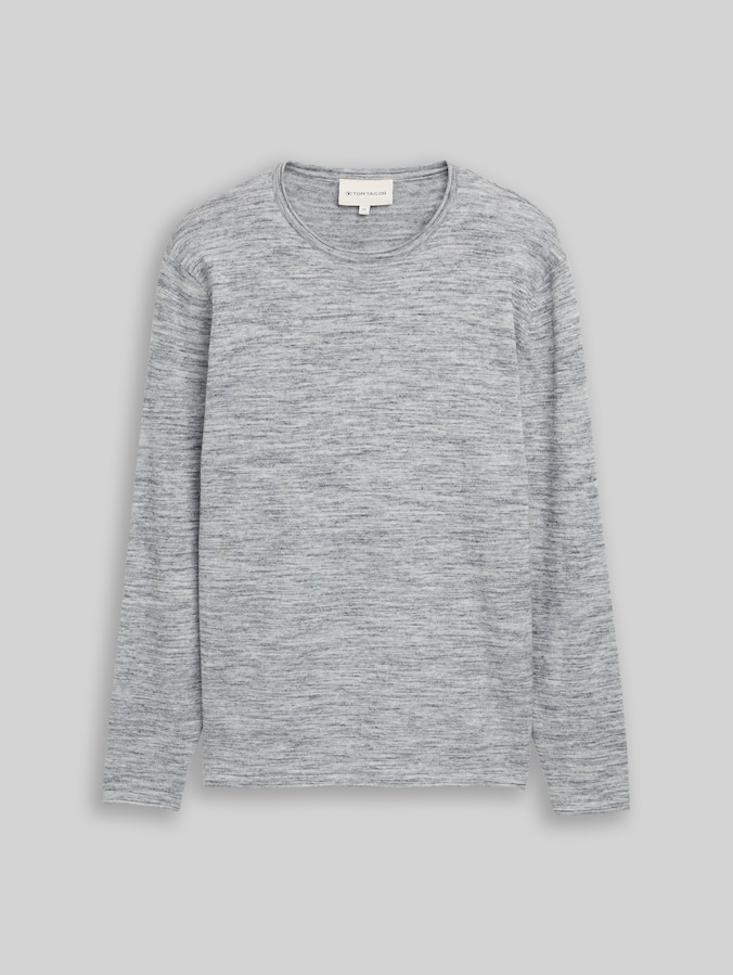 Knitted jumper in a melange look by Men, navy blue multicolor space dye