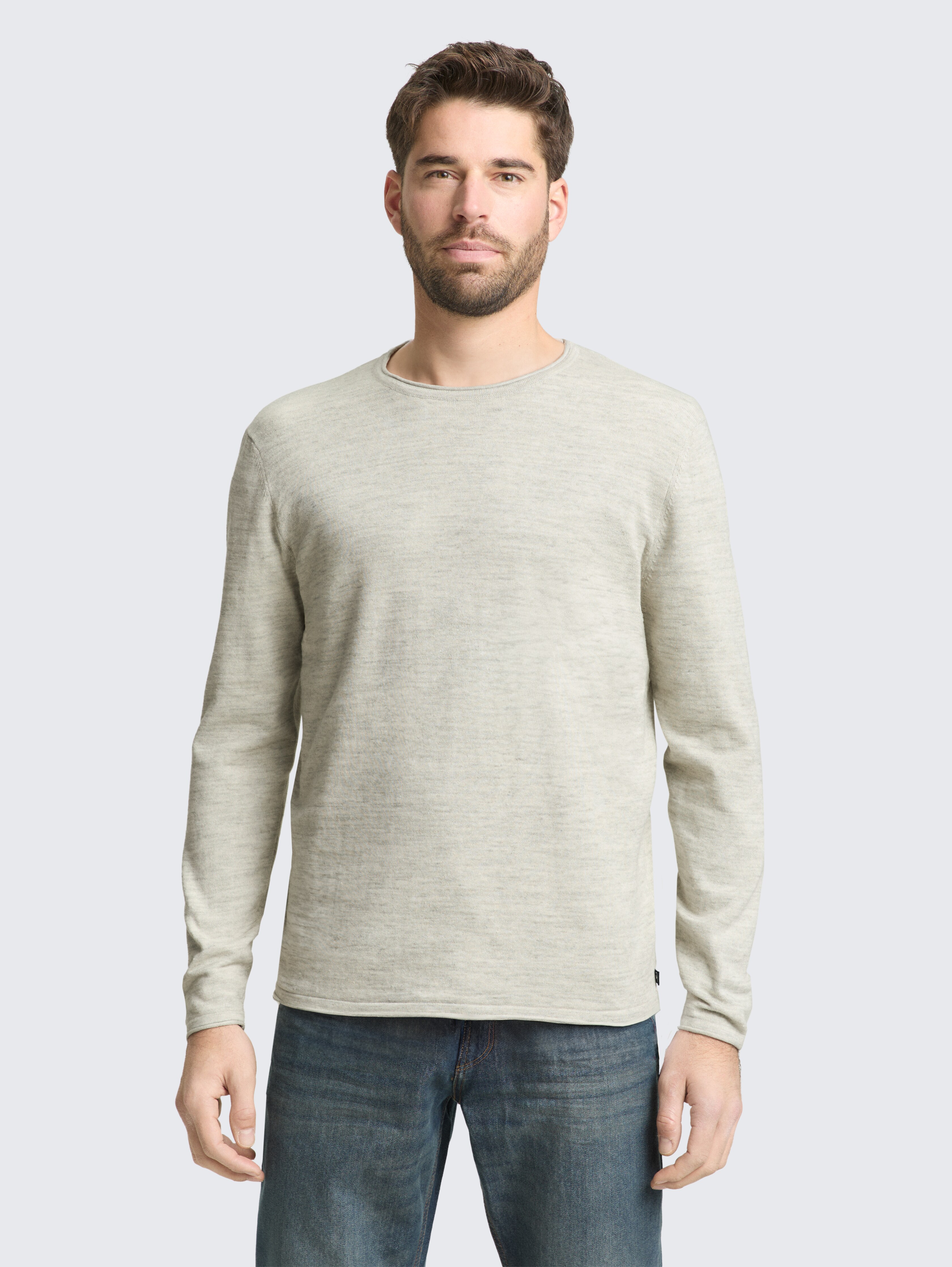 Strickpullover in Melange-Optik von Men, olive multicolor space dye