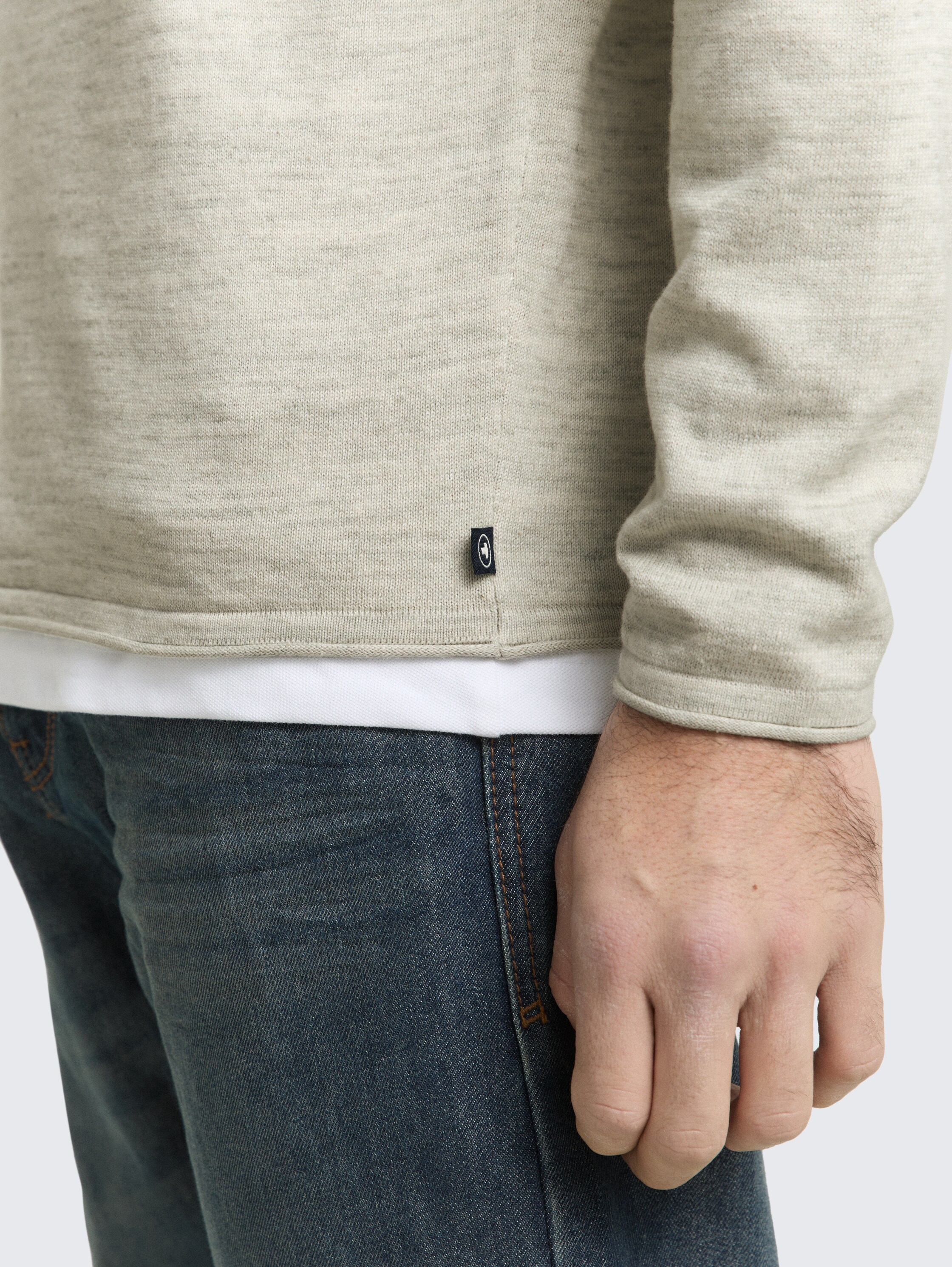 Pull en maille aspect chiné - olive multicolor space dye - Vue détaillée du modèle