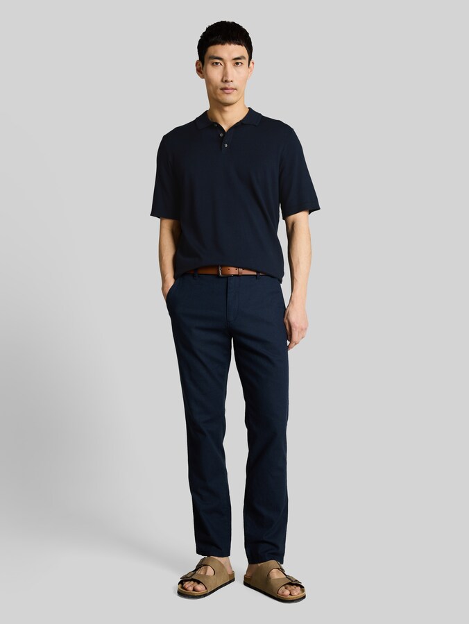 Pull en maille à col polo par Men, sky captain blue