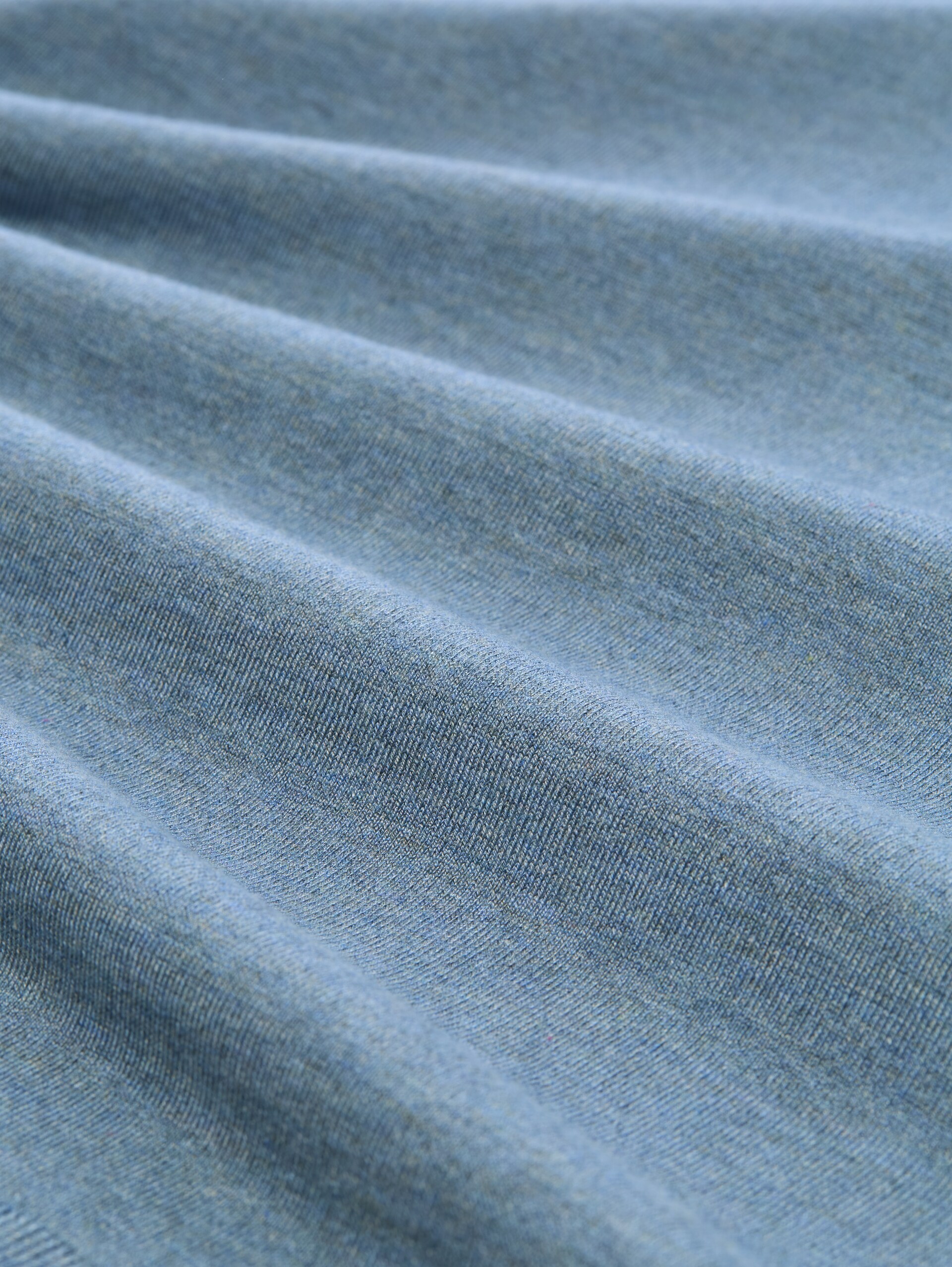 Knitted sweater with a polo collar - mountain spring blue melange - Material view