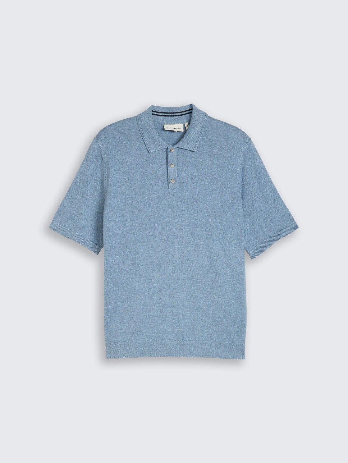 Strickpullover mit Polokragen - mountain spring blue melange