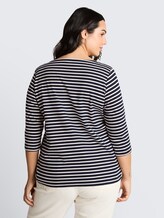Plus Size - T-shirt à manches longues à rayures - navy blue offwhite stripe - Découpe Vue arrière du modèle