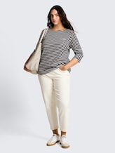 Plus Size - T-shirt à manches longues à rayures - navy blue offwhite stripe - Vue de face du modèle
