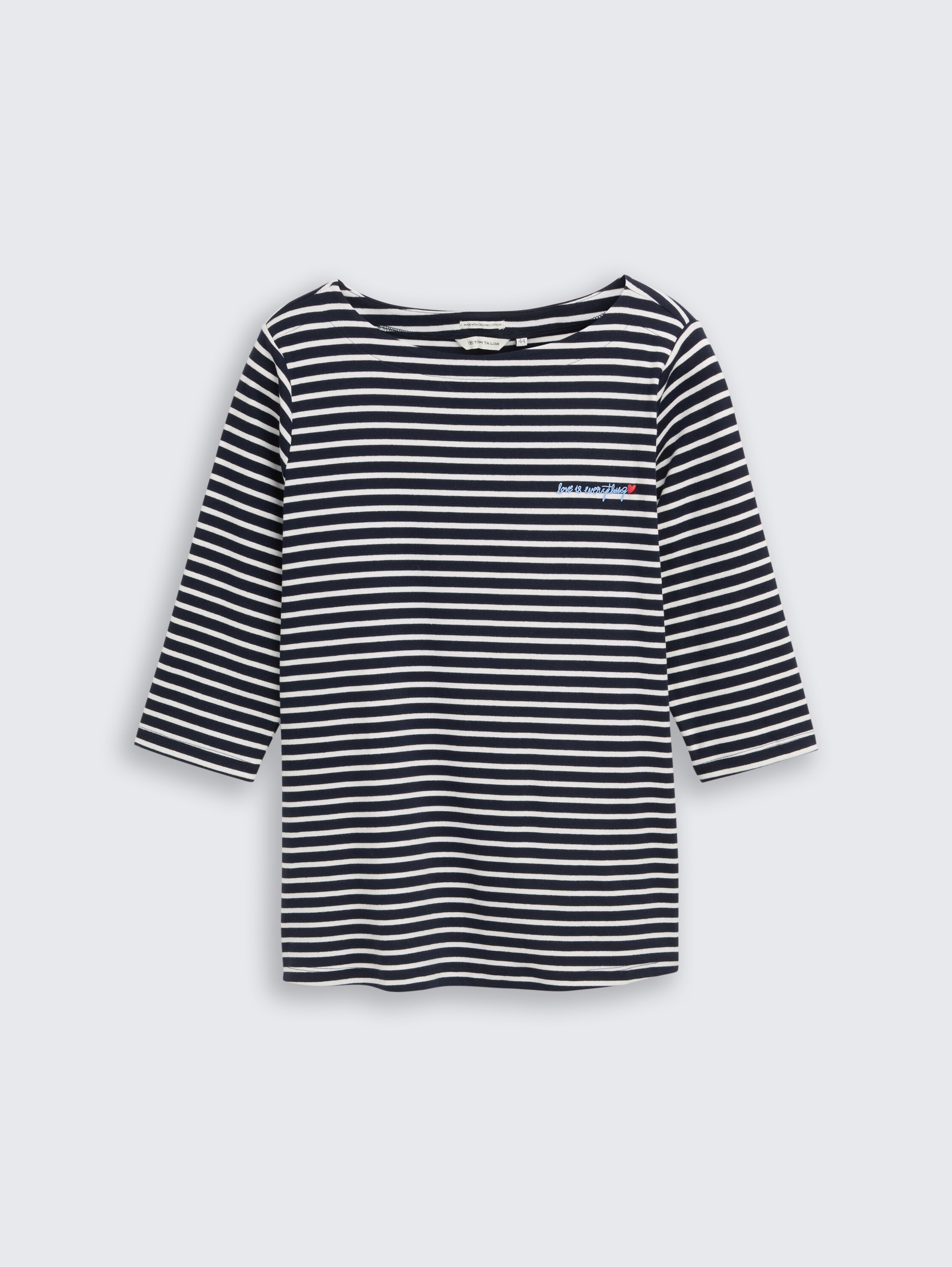 Plus Size - Langarmshirt mit Streifenmuster - navy blue offwhite stripe - Vorder-Produkt-Ansicht