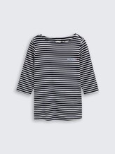Plus Size - T-shirt à manches longues à rayures - navy blue offwhite stripe - Vue de face du produit