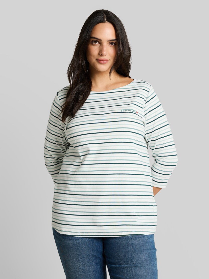 Plus Size - Langarmshirt mit Streifenmuster von Women Plus Size, blue haze multicolor stripe