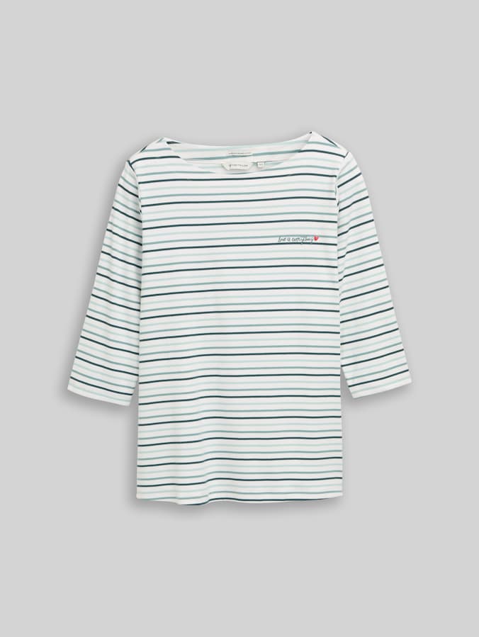 Plus Size - T-shirt à manches longues à rayures grande taille par Women Plus Size, blue haze multicolor stripe