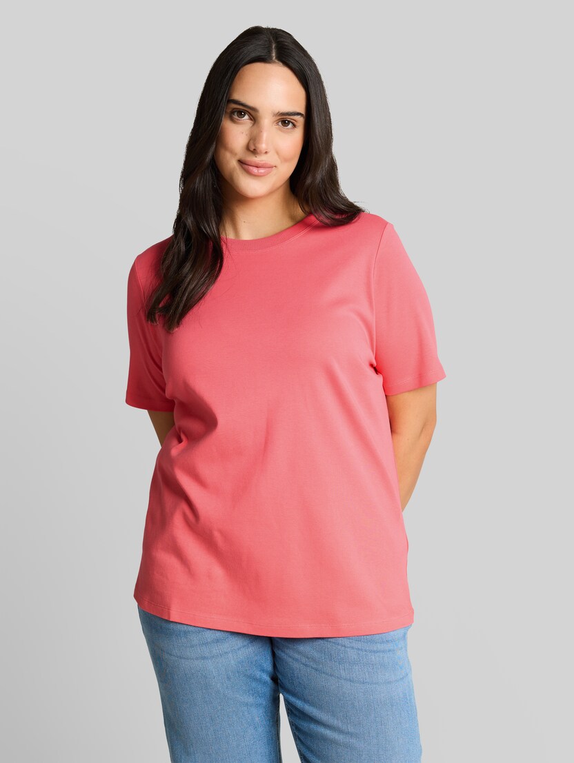 Plus Size - Basic T-shirt van katoen door Women Plus Size, soft coral pink