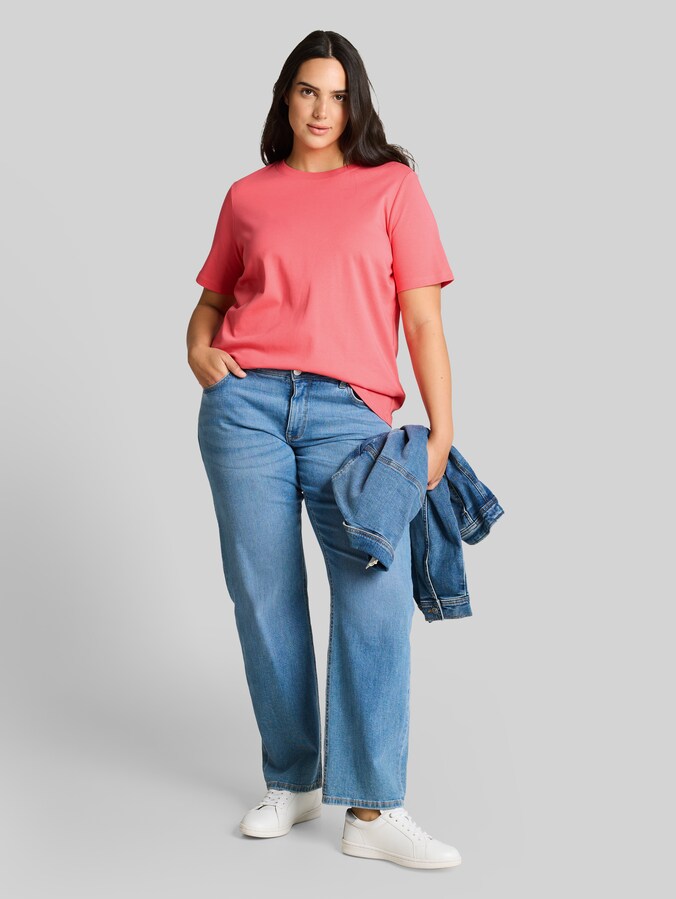 Plus Size - Basic T-Shirt aus Baumwolle von Women Plus Size, soft coral pink