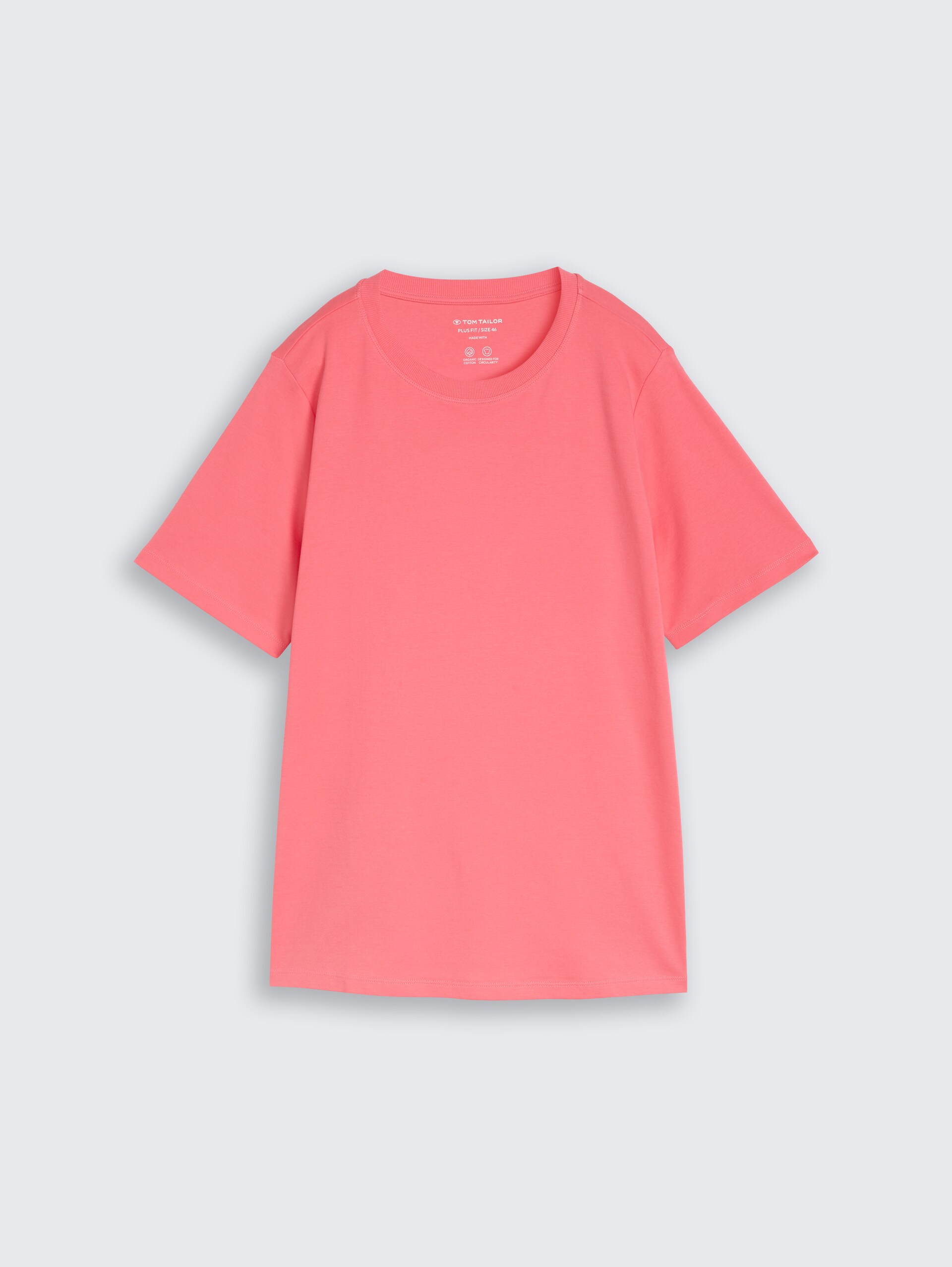 Plus Size - Basic T-Shirt aus Baumwolle - soft coral pink - Vorder-Produkt-Ansicht