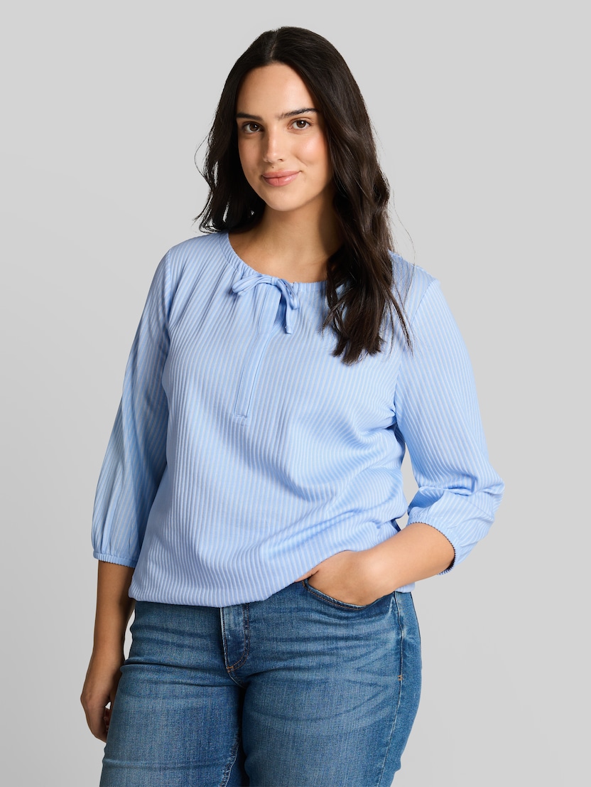 Plus Size - Bluse mit Streifenmuster von Women Plus Size, blue white thin stripe