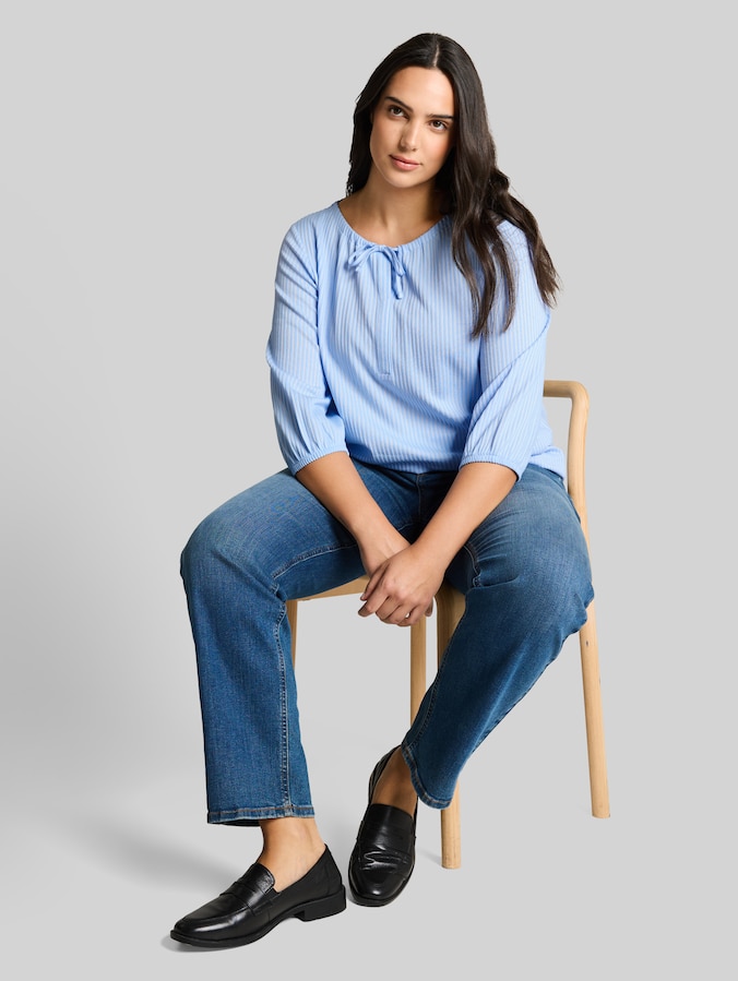 Plus Size - Blouse à rayures par Women Plus Size, blue white thin stripe