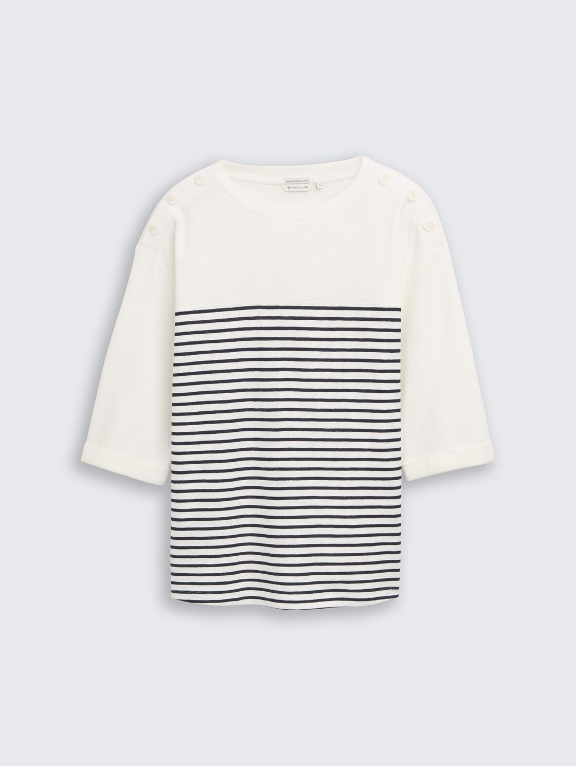 Plus Size - Langarmshirt mit Streifenmuster - offwhite navy blue stripe - Vorder-Produkt-Ansicht