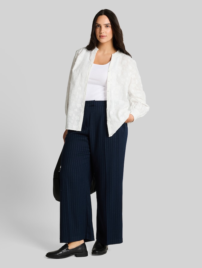 Plus Size - Loose fit blouse met borduursel door Women Plus Size, White