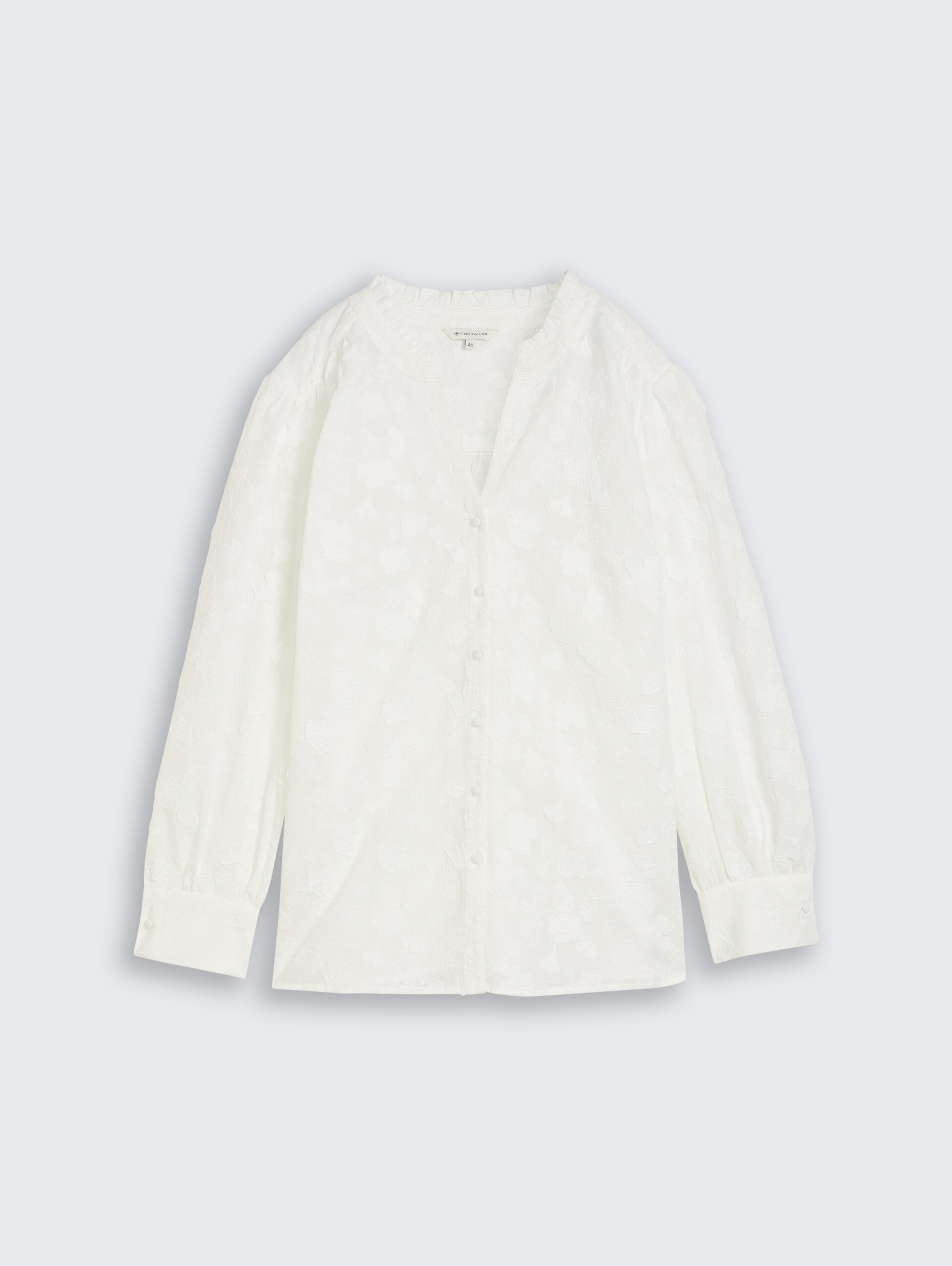 Plus Size - Loose Fit Bluse mit Stickerei - White - Vorder-Produkt-Ansicht