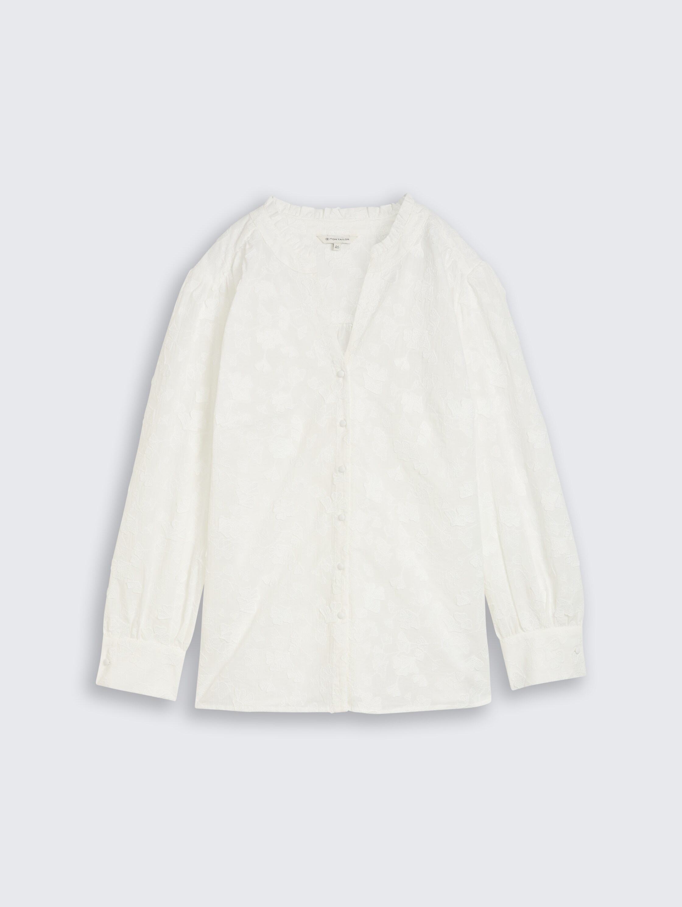 Plus Size - Loose Fit Bluse mit Stickerei - White - Vorder-Produkt-Ansicht