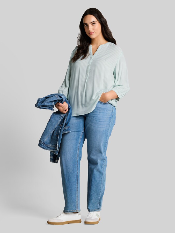Plus Size - Blouse met streepjesmotief door Women Plus Size, blue haze white stripe