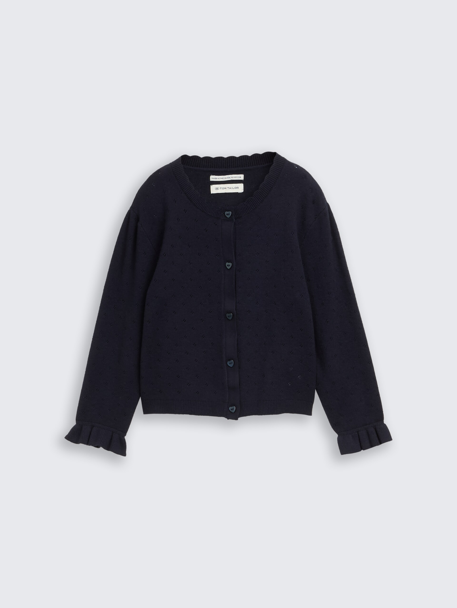 Ajour Cardigan mit Herzknöpfen - sky captain blue