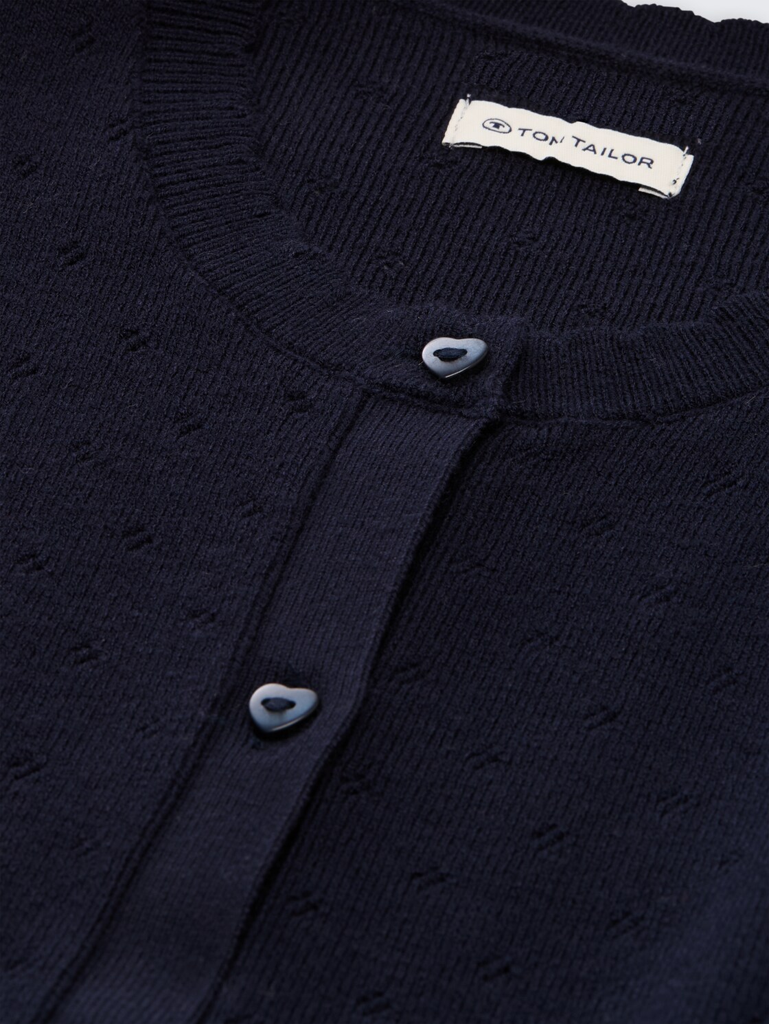 Ajour Cardigan mit Herzknöpfen - sky captain blue - Detail-Model-Ansicht