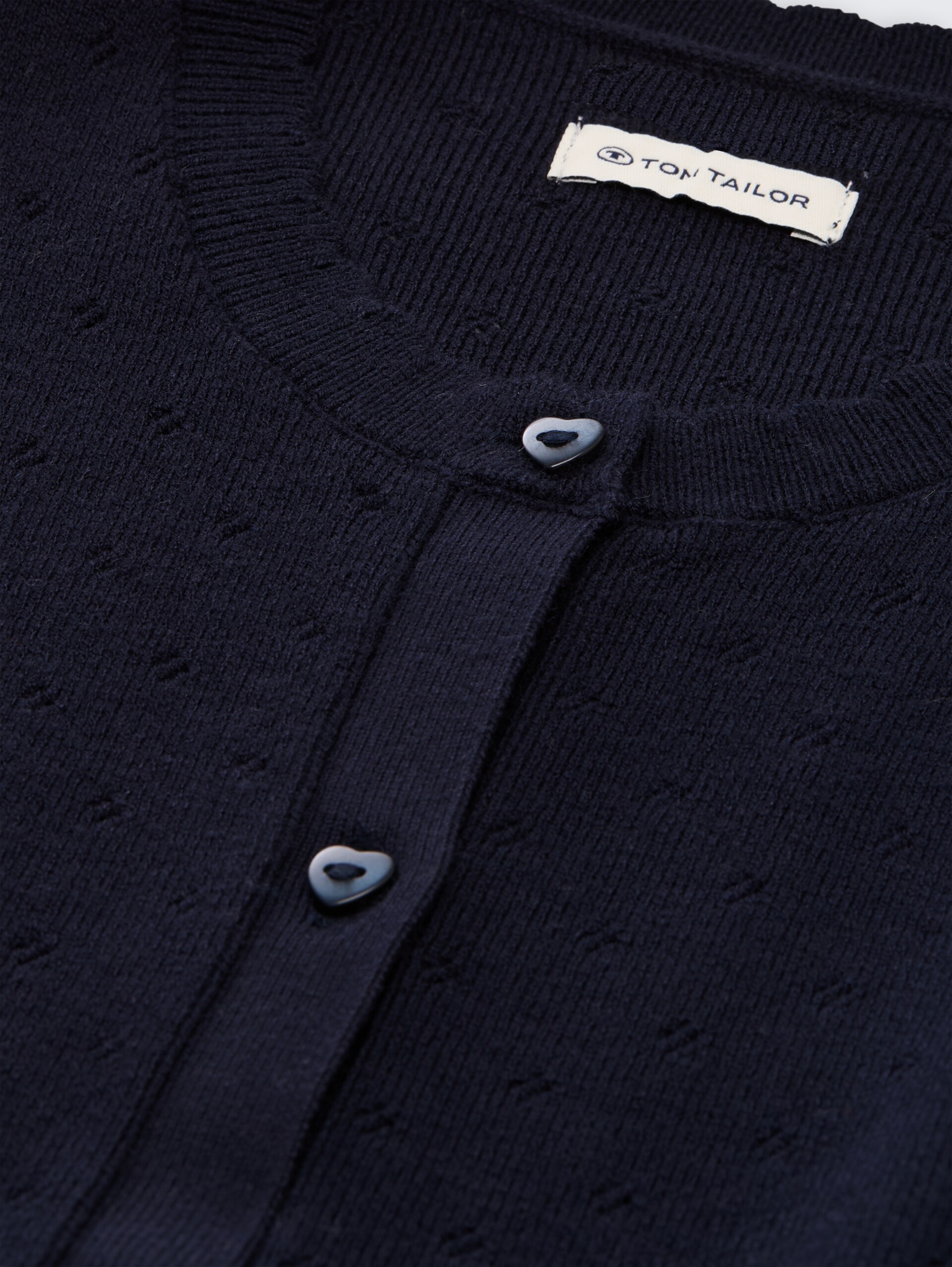 Ajour Cardigan mit Herzknöpfen - sky captain blue - Detail-Model-Ansicht