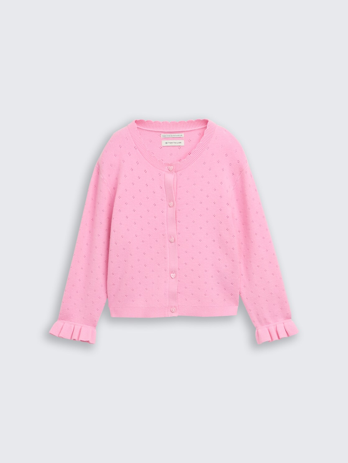 Ajour Cardigan mit Herzknöpfen - lovely pink