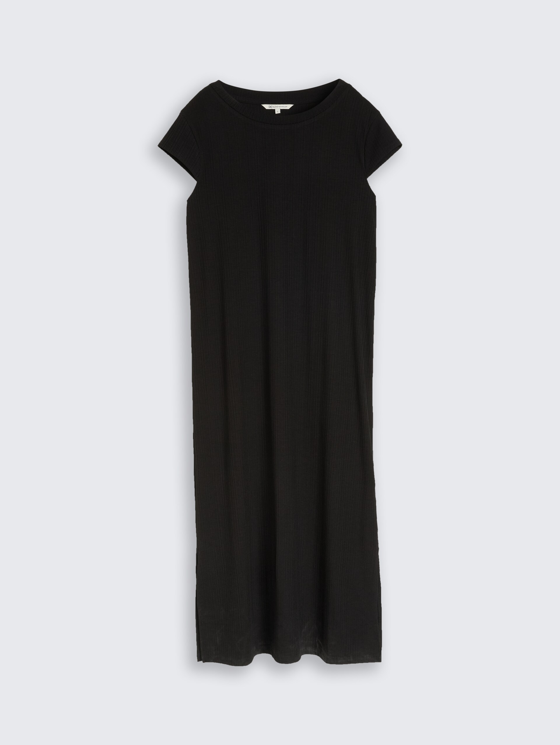 Loose Fit Midi-Kleid mit Rippstruktur - deep black - Vorder-Produkt-Ansicht