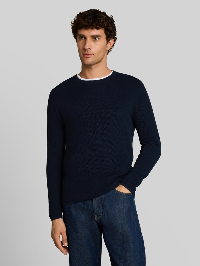 Gebreide trui van katoen door Denim Male, sky captain blue