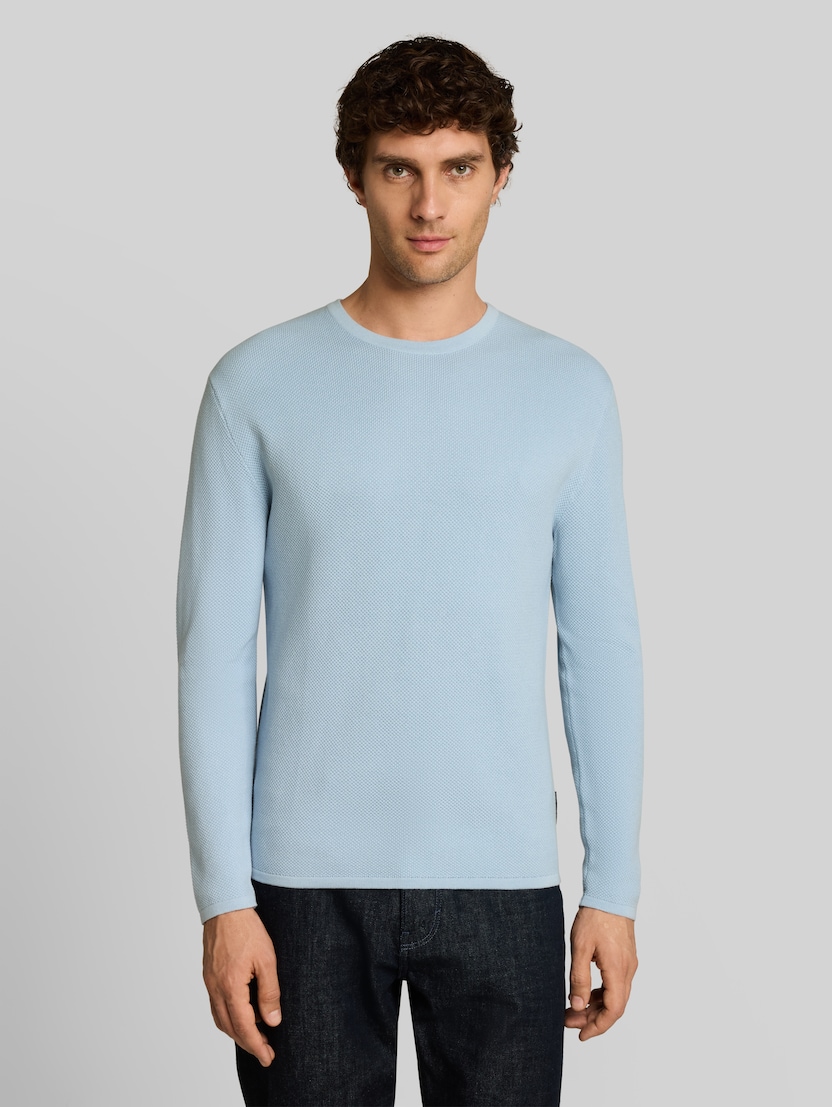 Gebreide trui van katoen door Denim Male, Light Metal Blue
