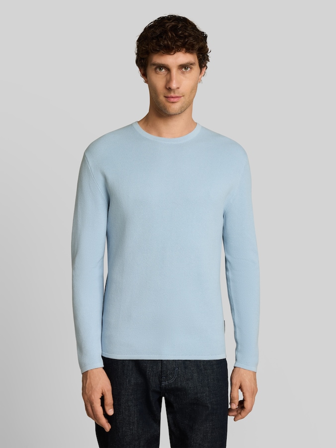 Gebreide trui van katoen door Denim Male, Light Metal Blue