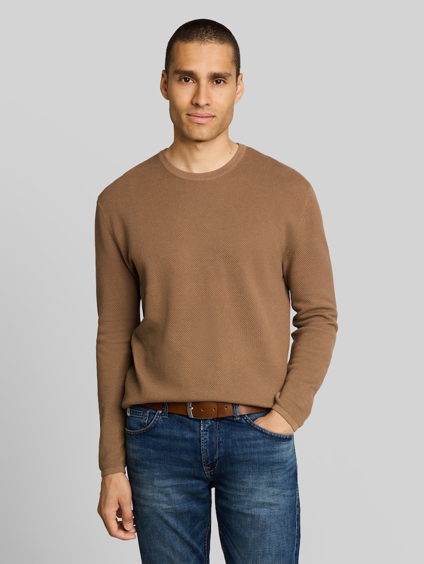 Gebreide trui van katoen door Denim Male, malt brown
