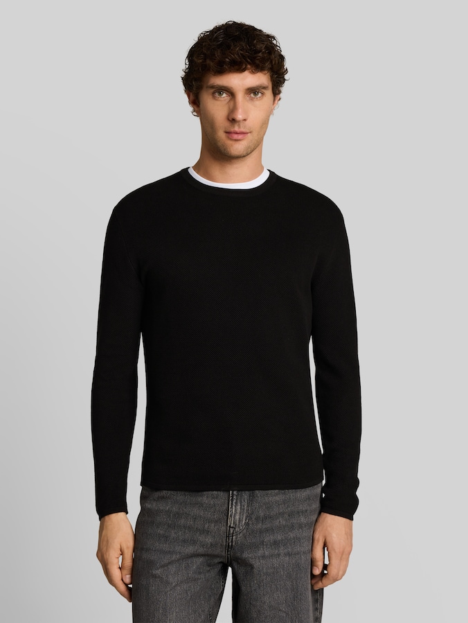 Gebreide trui van katoen door Denim Male, Black