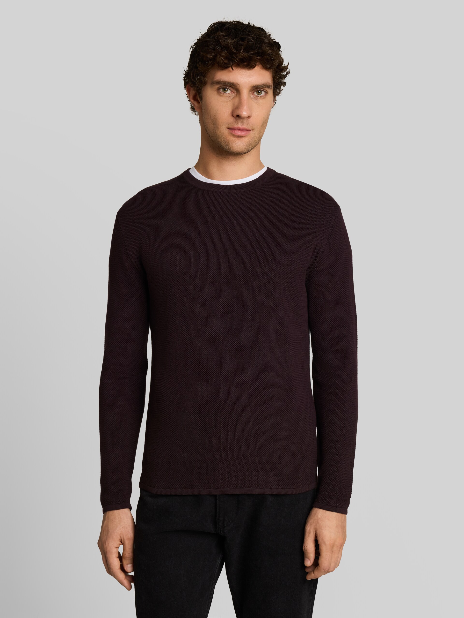 Pull en maille de coton - dark plum - Découpe Vue de face du modèle