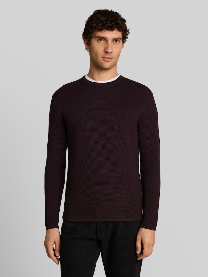Gebreide trui van katoen door Denim Male, dark plum