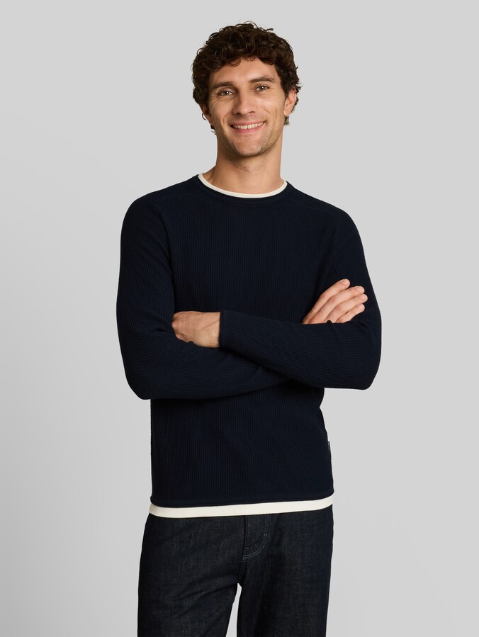 Pull en maille au look 2 en 1 par Denim Male, sky captain blue