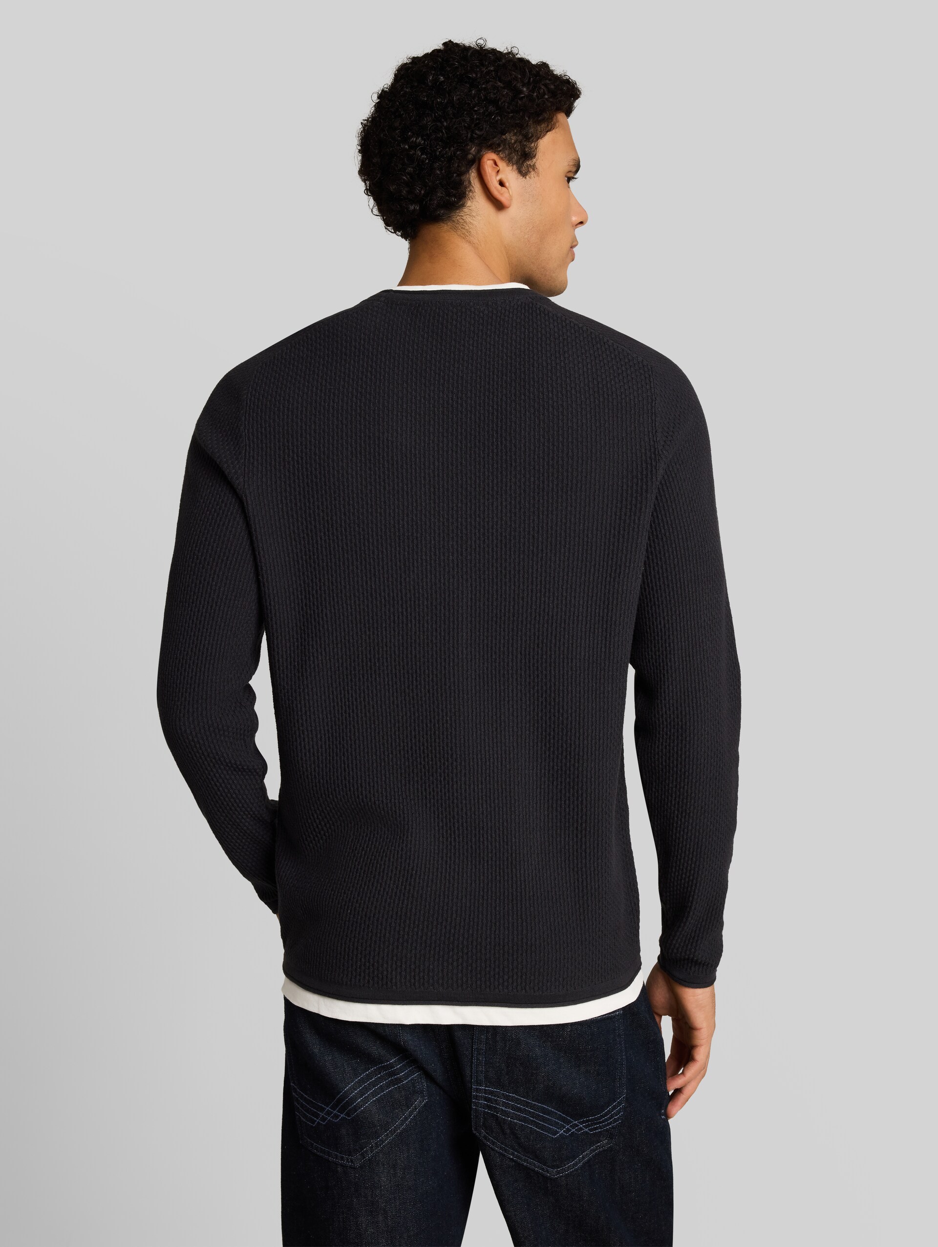 Strickpullover im 2-in-1-Look - coal grey